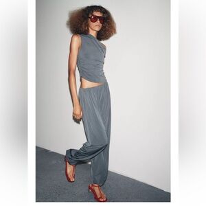 Zara Gray 2 Pcs crepe pants and Top set